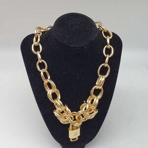 Authentic Louis Vuitton Lock and Key Gold Color with Gold Plated Chain Necklace